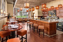 The hotel's new bar is dubbed The Draftsman. The hotel also features a restaurant, Markley & Blythe, named for the attorneys who commissioned Frank Lloyd Wright to build the hotel in 1910. The hotel's new bar is dubbed The Draftsman. The hotel also features a restaurant, Markley & Blythe, named for the attorneys who commissioned Frank Lloyd Wright to build the hotel in 1910.