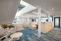 The newly renovated headquarters serves as an elevated workspace for employees complete with daylighting, fresh air systems and operable windows. Thoughtfully curated natural materials and furniture were selected to comply with strict environmental standards. The newly renovated headquarters serves as an elevated workspace for employees complete with daylighting, fresh air systems and operable windows. Thoughtfully curated natural materials and furniture were selected to comply with strict environmental standards.