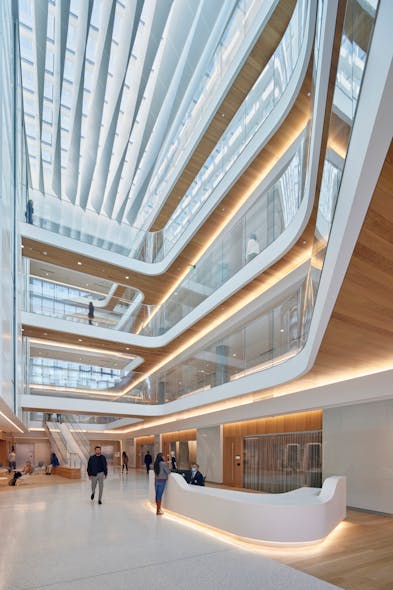 Openness to the community and transparency in how the building will operate was a primary design driver and is emphasized through the soaring, five-story atrium.