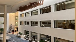 The San Antonio Marriott Northwest has a welcoming four-story inner atrium to greet visitors. The guest rooms facing the atrium now feature window film that keeps people in the atrium from seeing into guest rooms.
