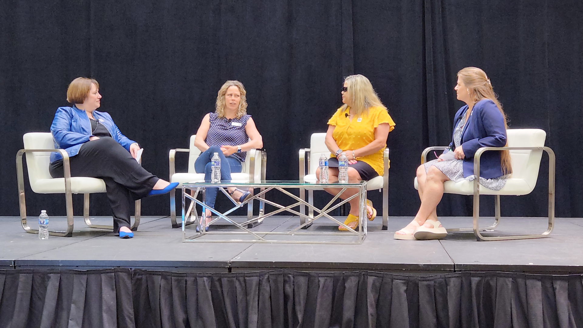 The panel of the annual Women in Commercial Real Estate Breakfast at the 2023 BOMA International Conference & Expo discussed lessons learned during their military service. From left: moderator Keri Taylor, building services sales leader, North America, for Trane; Kasi Brizuela, community engagement coordinator for the Veterans Community Project; Janae Nezerka, president of Shawnee-Mission CertaPro Painters; and Luci Smith, director of property management for Link Logistics and the incoming BOMA International Vice Chair.