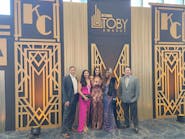 Scott Kirkpatrick, Annie Thai, Nicole Price and Ebony Horace, all of Cushman &amp; Wakefield, and Ryan Snider of ABM gathered at the TOBY Awards pre-show reception. The team later found out that their building, San Francisco&rsquo;s Bay Area Metro Center, had won a TOBY in the Historical category.
