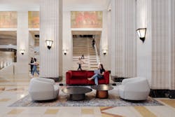 THE MART’s revitalized approach to the South Lobby, one of Chicago's most iconic Art Deco interiors, includes the installation of new lounge seating to create a warm and welcoming environment for the public, with furnishings sourced exclusively from design showrooms at THE MART. THE MART’s revitalized approach to the South Lobby, one of Chicago's most iconic Art Deco interiors, includes the installation of new lounge seating to create a warm and welcoming environment for the public, with furnishings sourced exclusively from design showrooms at THE MART.