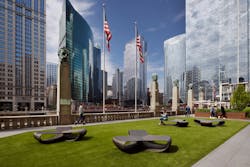 THE MART’s River Park public space includes a plaza for pedestrian traffic and gathering, a lush central lawn for community celebrations and programming, al fresco seating activated by new food and beverage offerings, and a localized approach to landscaping. THE MART’s River Park public space includes a plaza for pedestrian traffic and gathering, a lush central lawn for community celebrations and programming, al fresco seating activated by new food and beverage offerings, and a localized approach to landscaping.