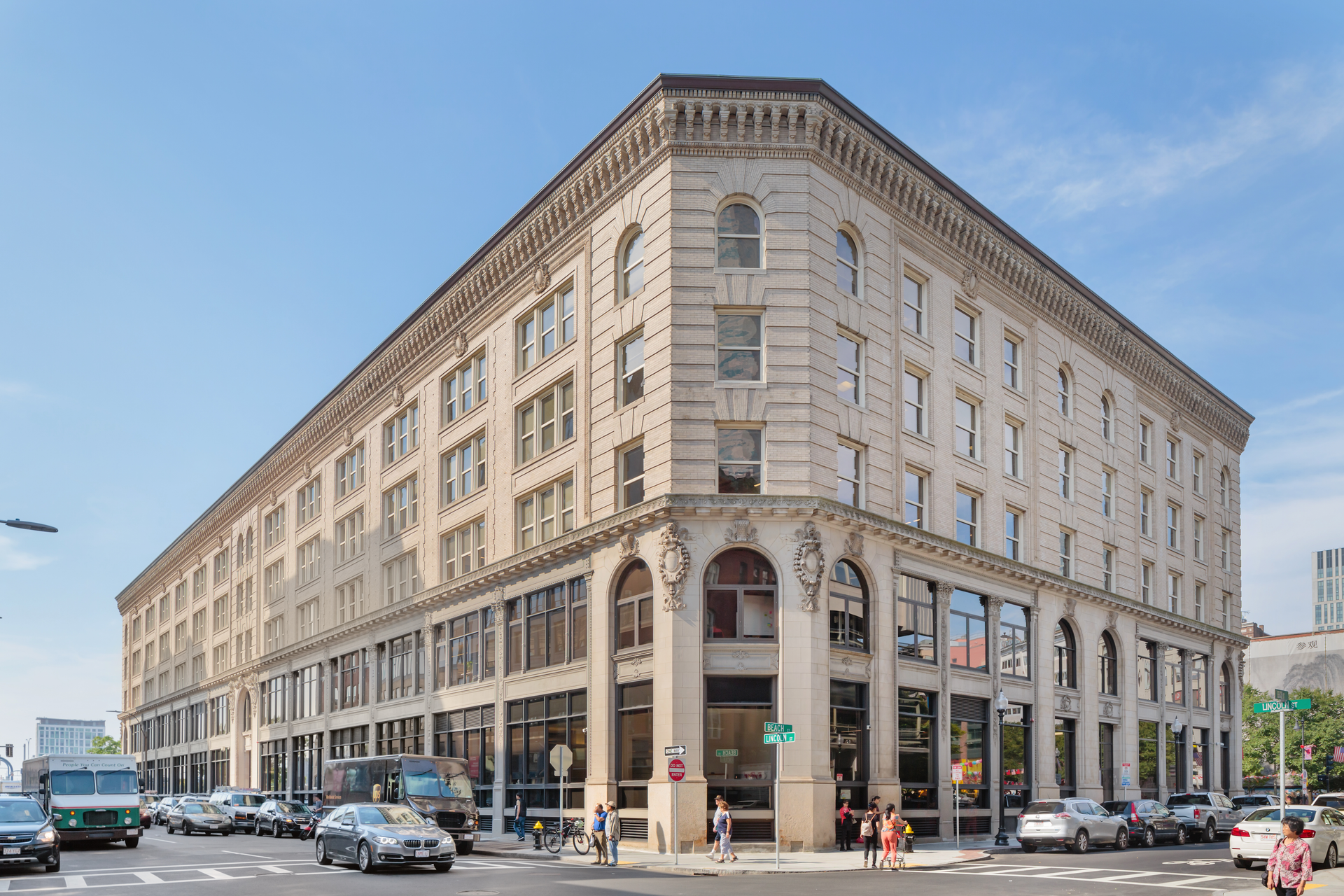 Originally constructed in 1899 as a shoe factory, 179 Lincoln is distinguished by its ornate, light stone facade&mdash;decorated with imagery depicting the process of shoe manufacturing&mdash;and for its distinctive brick and terra cotta structure.