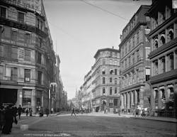 Historic photo of Boston's Leather District, home to the Albany Building at 179 Lincoln Street. Historic photo of Boston's Leather District, home to the Albany Building at 179 Lincoln Street.