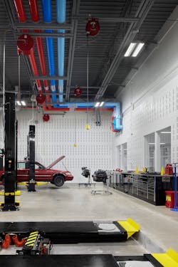 The automotive lab has exposed natural elements to showcase design and inspire inquisitive minds. The automotive lab has exposed natural elements to showcase design and inspire inquisitive minds.