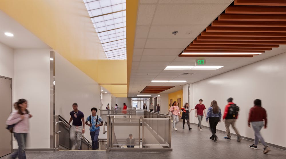 The Grover Cleveland Charter High School in Reseda, California, incorporates the Poly Skylight by Kingspan Light + Air. Skylights are a great way to bring natural light into a building if your facility can support them.