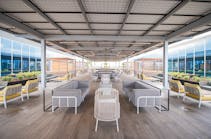 Edwards LifeSciences invested in its outdoor spaces to create a residential feel for employees to enjoy the Southern California weather. Outdoor and rooftop areas like this one are a popular amenity.