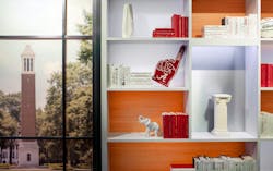 The design of the studios is unmistakably University of Alabama, from the crimson and white color scheme to the elephant. UA is the only major university with an elephant as its mascot, according to the university. The design of the studios is unmistakably University of Alabama, from the crimson and white color scheme to the elephant. UA is the only major university with an elephant as its mascot, according to the university.