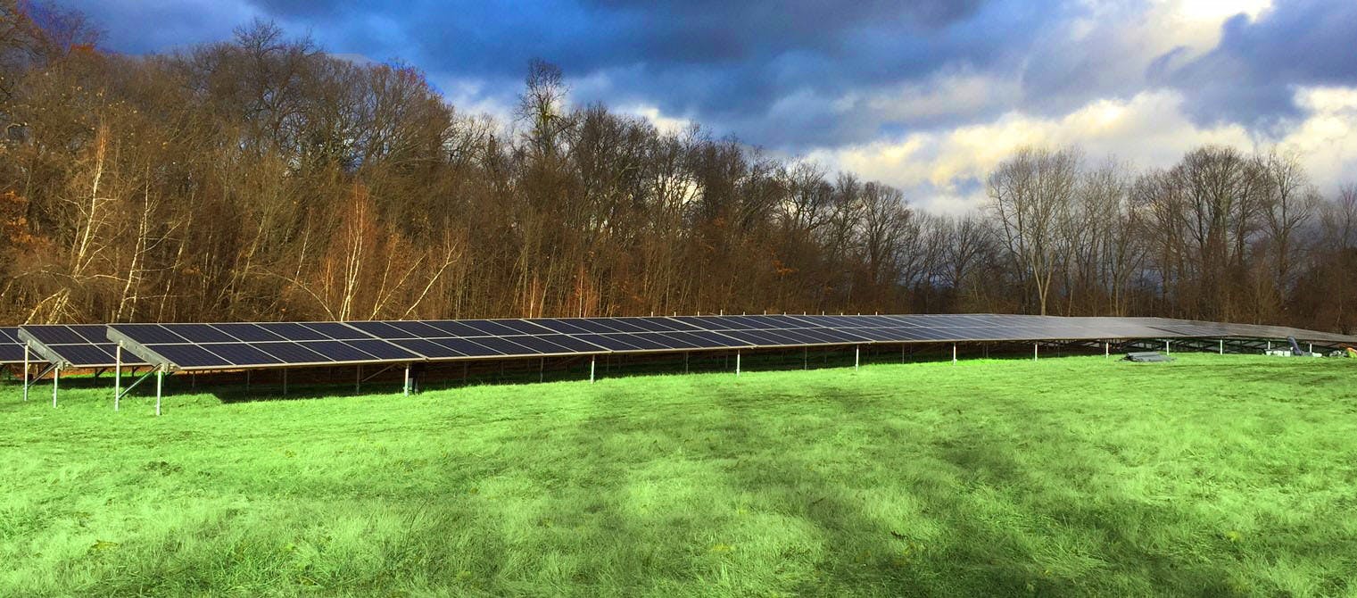 Solar panels near Monsignor Bojnowski Manor at Daughters of Mary campus.
