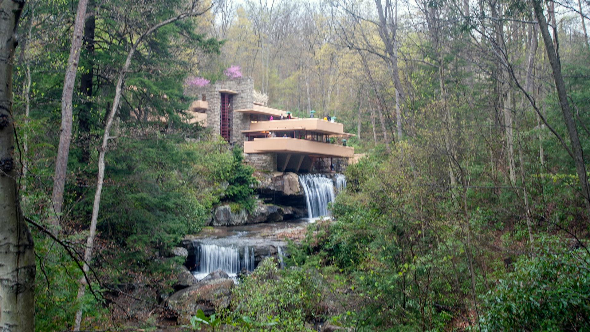 The world-renowned Fallingwater house in the Laurel Highlands of southwest Pennsylvania was designed by the architect Frank Lloyd Wright in 1935.