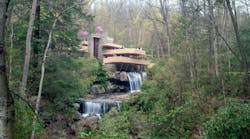 The world-renowned Fallingwater house in the Laurel Highlands of southwest Pennsylvania was designed by the architect Frank Lloyd Wright in 1935.