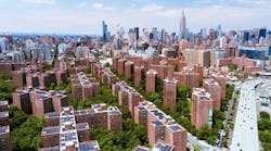 Roof-mounted solar arrays at StuyTown, in New York
