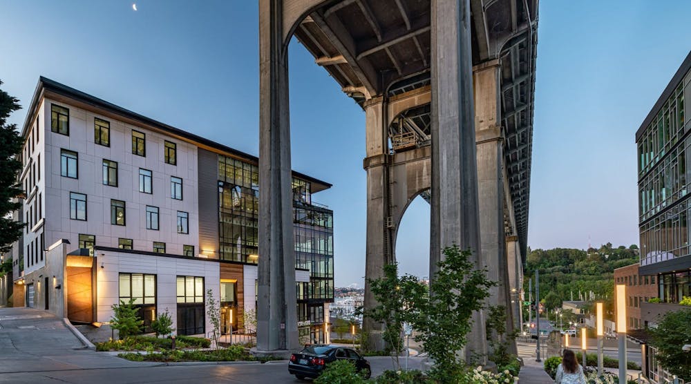 Located in Seattle&apos;s Fremont neighborhood, the Watershed building is sited next to the Aurora Bridge. The building was designed by local architecture, landscape architecture, and interior design firm Weber Thompson, which is also now a tenant.