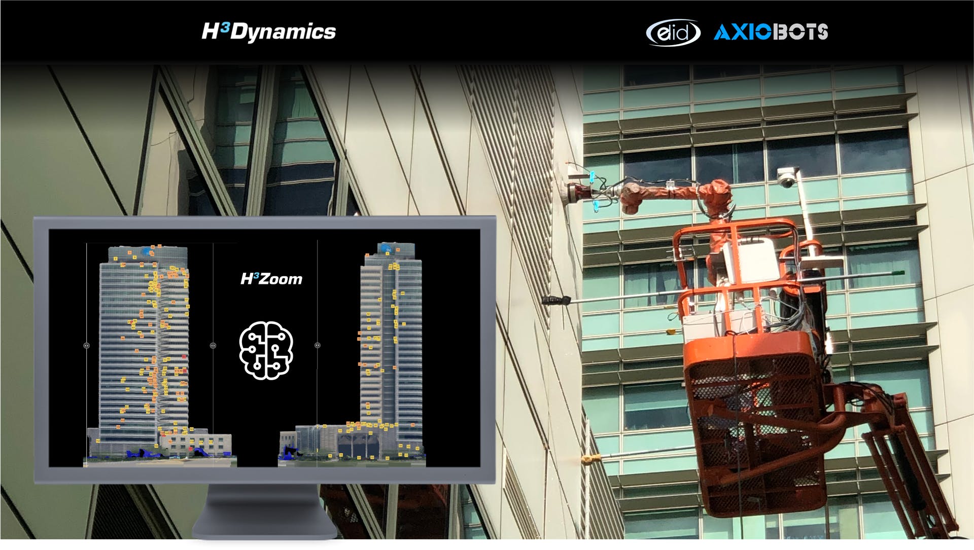Cloud-based, AI-enabled building facade assessment solution by H3 Dynamics links up to ELID&rsquo;s facade repair robots for end-to-end building facade maintenance automation.
