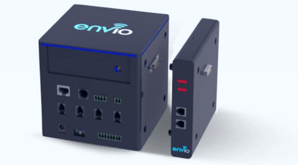 Envio&apos;s Cube product, shown here, is a universal IoT controller that combines metering, sensing, and automation capabilities to monitor and control various aspects of buildings.