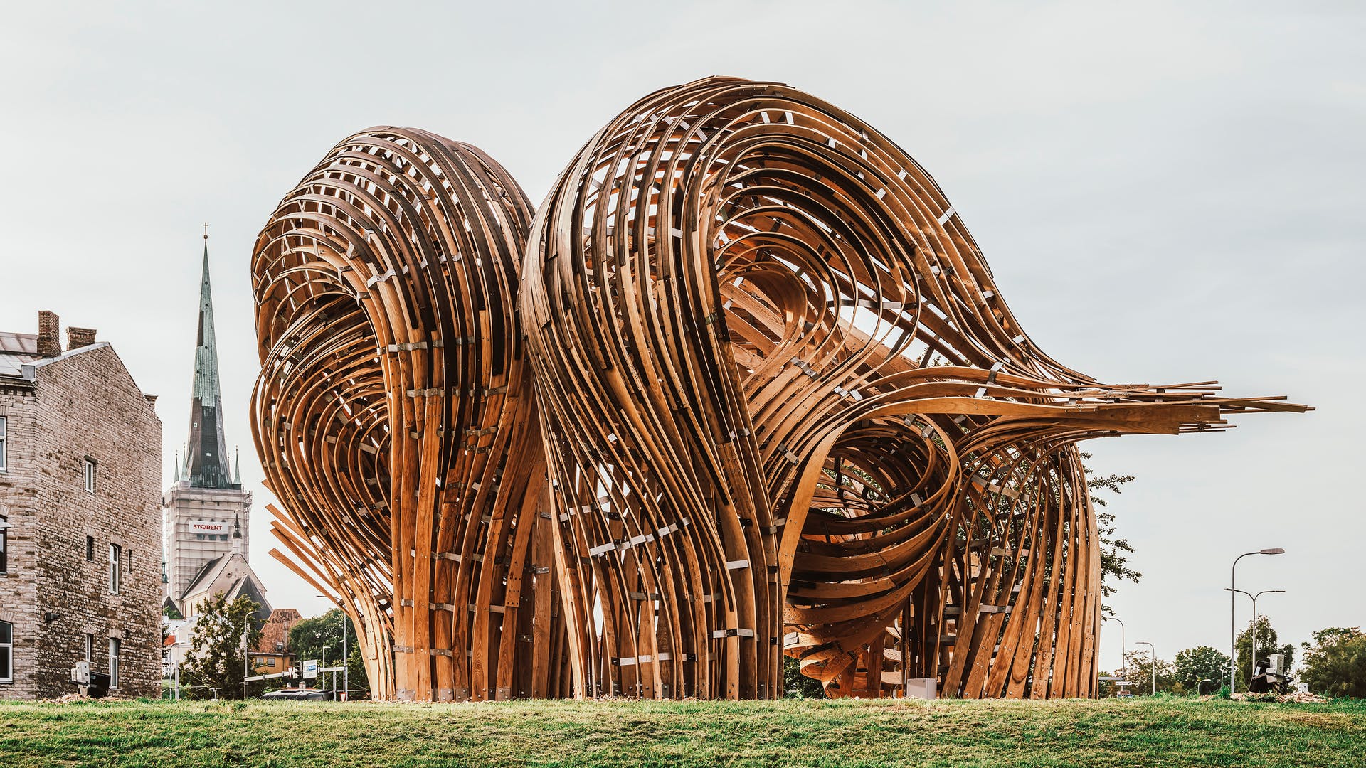 Steampunk Pavilion designed by Fologram, Igor Pantic, and SoomeenHahm Design for the 2019 Tallinn Architecture Biennale, in Estonia
