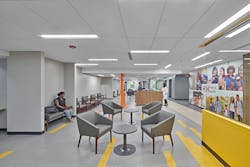 Once dark and devoid of character, the interior of Woodlawn Friend Health Center is now bright and modern. Once dark and devoid of character, the interior of Woodlawn Friend Health Center is now bright and modern.