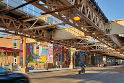 Titled “Supreme Mathematics,” this mural at Woodlawn Friend Health Center depicts local leaders as well as references like chemistry symbols and binary code. Titled “Supreme Mathematics,” this mural at Woodlawn Friend Health Center depicts local leaders as well as references like chemistry symbols and binary code.
