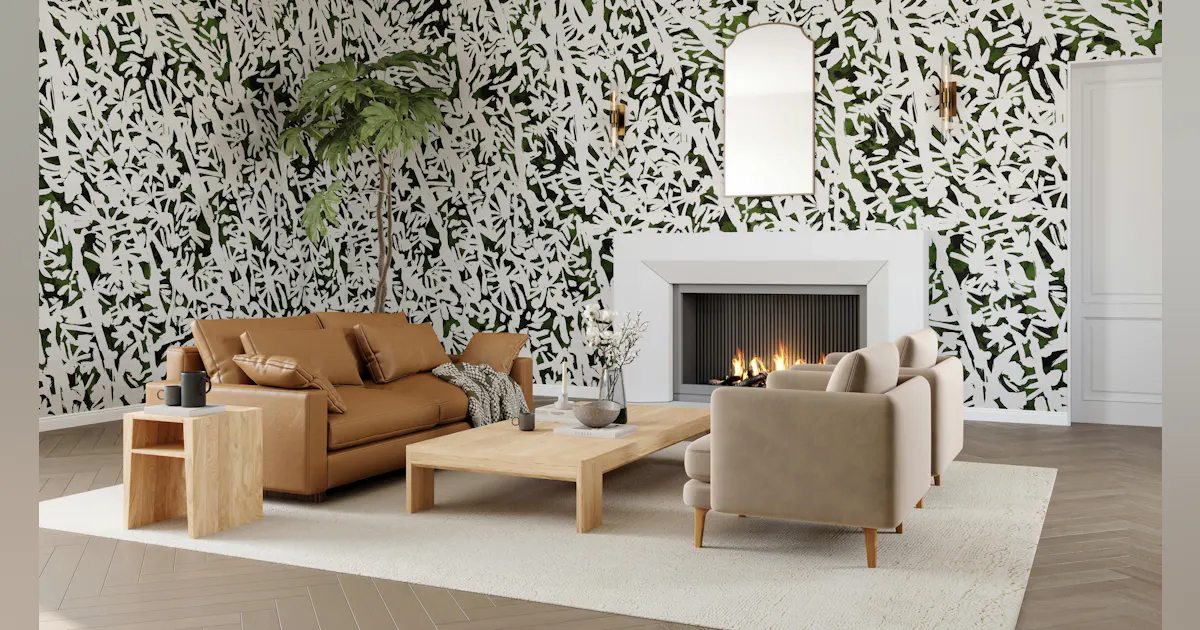 This Sisal Wallcovering Features a Bold Pattern with Metallic Foil ...