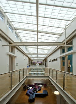 Austin Community College in Austin, Texas, acquired the 1 million-square-foot Highland Mall and transformed the daylight-less structure into an innovative urban educational campus. Translucent panel skylights delivered natural light to learning spaces.