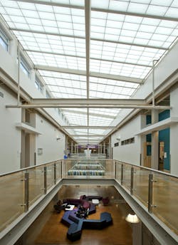 Austin Community College in Austin, Texas, acquired the 1 million-square-foot Highland Mall and transformed the daylight-less structure into an innovative urban educational campus. Translucent panel skylights delivered natural light to learning spaces. Austin Community College in Austin, Texas, acquired the 1 million-square-foot Highland Mall and transformed the daylight-less structure into an innovative urban educational campus. Translucent panel skylights delivered natural light to learning spaces.