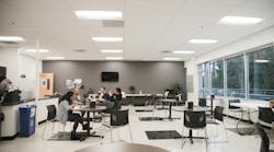 Spaces at Novanta, including this breakroom, now feature luminaire level lighting controls. Spaces at Novanta, including this breakroom, now feature luminaire level lighting controls.
