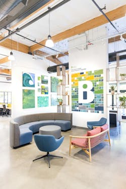 Would you know this bright, airy space was originally a manufacturing facility? HGA was able to retain the building shell but completely reimagined the interior of Becoming Independent. Would you know this bright, airy space was originally a manufacturing facility? HGA was able to retain the building shell but completely reimagined the interior of Becoming Independent.