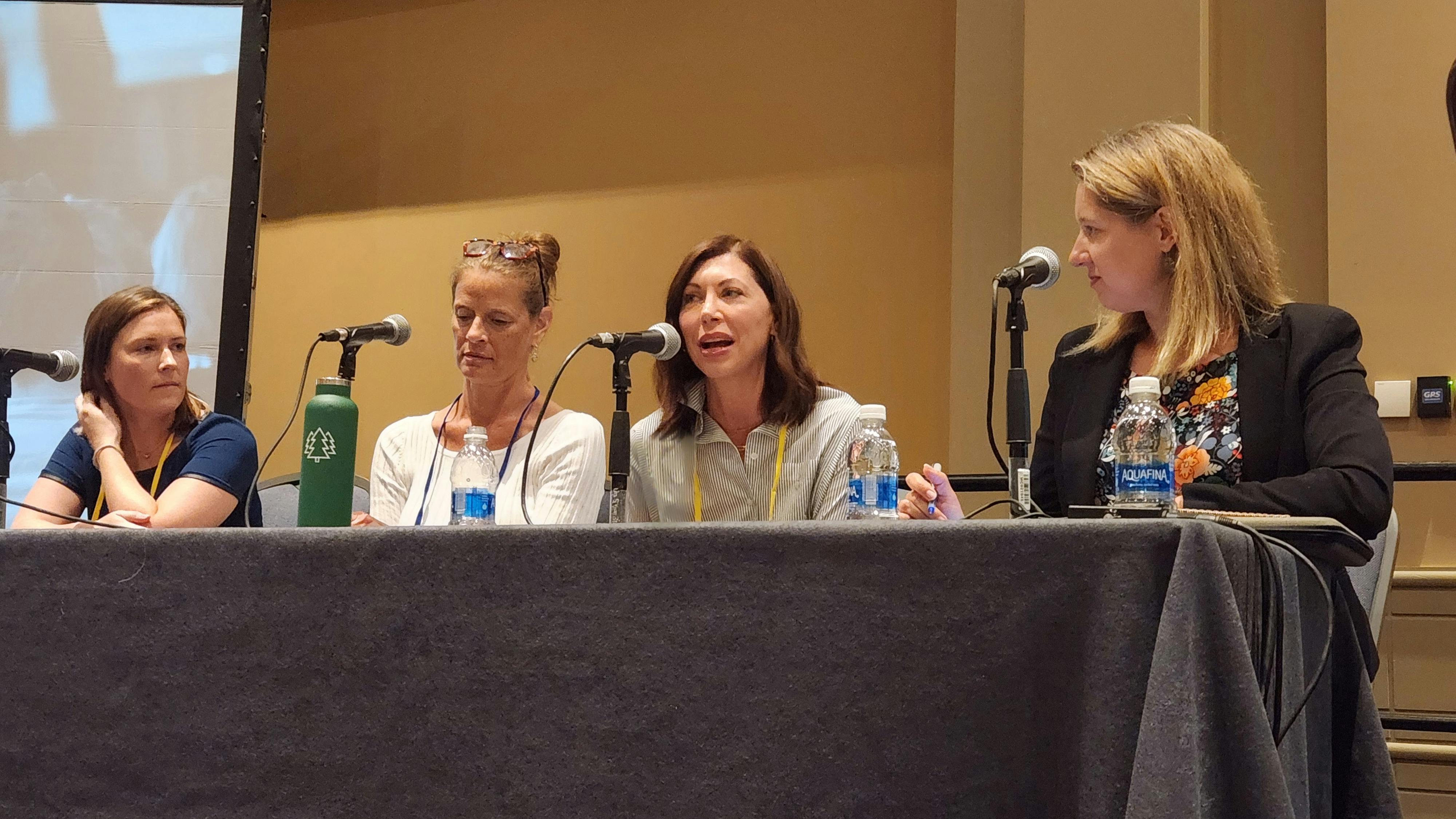 A panel at the 2024 BOMA International Conference & Expo discussed how risk management strategies can boost an asset&rsquo;s resilience to physical hazards and reduce disruption. From left: Katie Wholey, associate | Boston resilience leader for Arup; Kim Pexton, LEED Fellow and vice president of sustainability for JBG Smith; Kelly Vickers, vice president of ESG for Mill Creek Residential Trust; and panel moderator Lindsay Brugger, vice president of resilience for the Urban Land Institute.