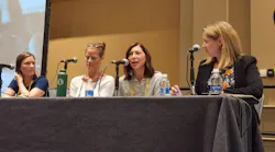 A panel at the 2024 BOMA International Conference & Expo discussed how risk management strategies can boost an asset’s resilience to physical hazards and reduce disruption. From left: Katie Wholey, associate | Boston resilience leader for Arup; Kim Pexton, LEED Fellow and vice president of sustainability for JBG Smith; Kelly Vickers, vice president of ESG for Mill Creek Residential Trust; and panel moderator Lindsay Brugger, vice president of resilience for the Urban Land Institute.