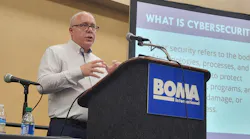 AJ Gyomber, founder and CEO of Technology Visionaries and a 27-year IT professional, speaks at the 2024 BOMA International Conference & Expo.