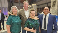 A group from BOMA/San Antonio enjoys the pre-TOBYs festivities. From left: Jeannine Bean of Transwestern, Daryn Mieure of Endura, Shalom Limon of Port San Antonio, and Shalom’s husband Albert Limon. A group from BOMA/San Antonio enjoys the pre-TOBYs festivities. From left: Jeannine Bean of Transwestern, Daryn Mieure of Endura, Shalom Limon of Port San Antonio, and Shalom’s husband Albert Limon.