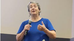 Lisa VanderHeyden, senior project manager for Arapahoe County Facilities & Fleet in Colorado, addresses a crowd at the 2024 IFMA World Workplace Conference & Expo on Friday, Oct. 11. Lisa VanderHeyden, senior project manager for Arapahoe County Facilities & Fleet in Colorado, addresses a crowd at the 2024 IFMA World Workplace Conference & Expo on Friday, Oct. 11.