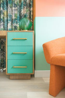 A palette of palm green, teals, blushes, and peaches reflects San Juan’s landscape and sunrises. A palette of palm green, teals, blushes, and peaches reflects San Juan’s landscape and sunrises.