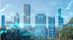 Chicago skyline at Butler Field overlaid with charts and line graphs to represent building data. Chicago skyline at Butler Field overlaid with charts and line graphs to represent building data.