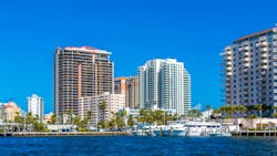 A private yacht marina at a condo building on the Intracoastal Waterway in Fort Lauderdale, Florida. A private yacht marina at a condo building on the Intracoastal Waterway in Fort Lauderdale, Florida.