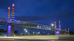 Pedestrian bridge connects high-use sidewalks across Florida Interstate 4 at Maitland Boulevard.