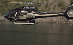 The Glamox luminaire plunged from this helicopter and hit the water at over 155 miles per hour. The Glamox luminaire plunged from this helicopter and hit the water at over 155 miles per hour.