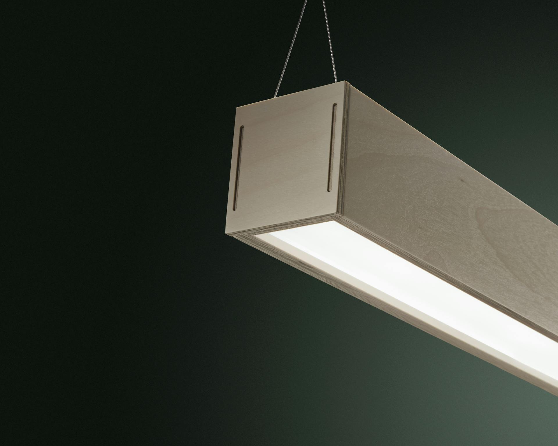 Fagerhult&rsquo;s Kvisten office luminaire is made using FSC certified pine plywood, with a birch veneer. Kvisten translates as &ldquo;small wooden branch,&rdquo; CEO Sonesson said.