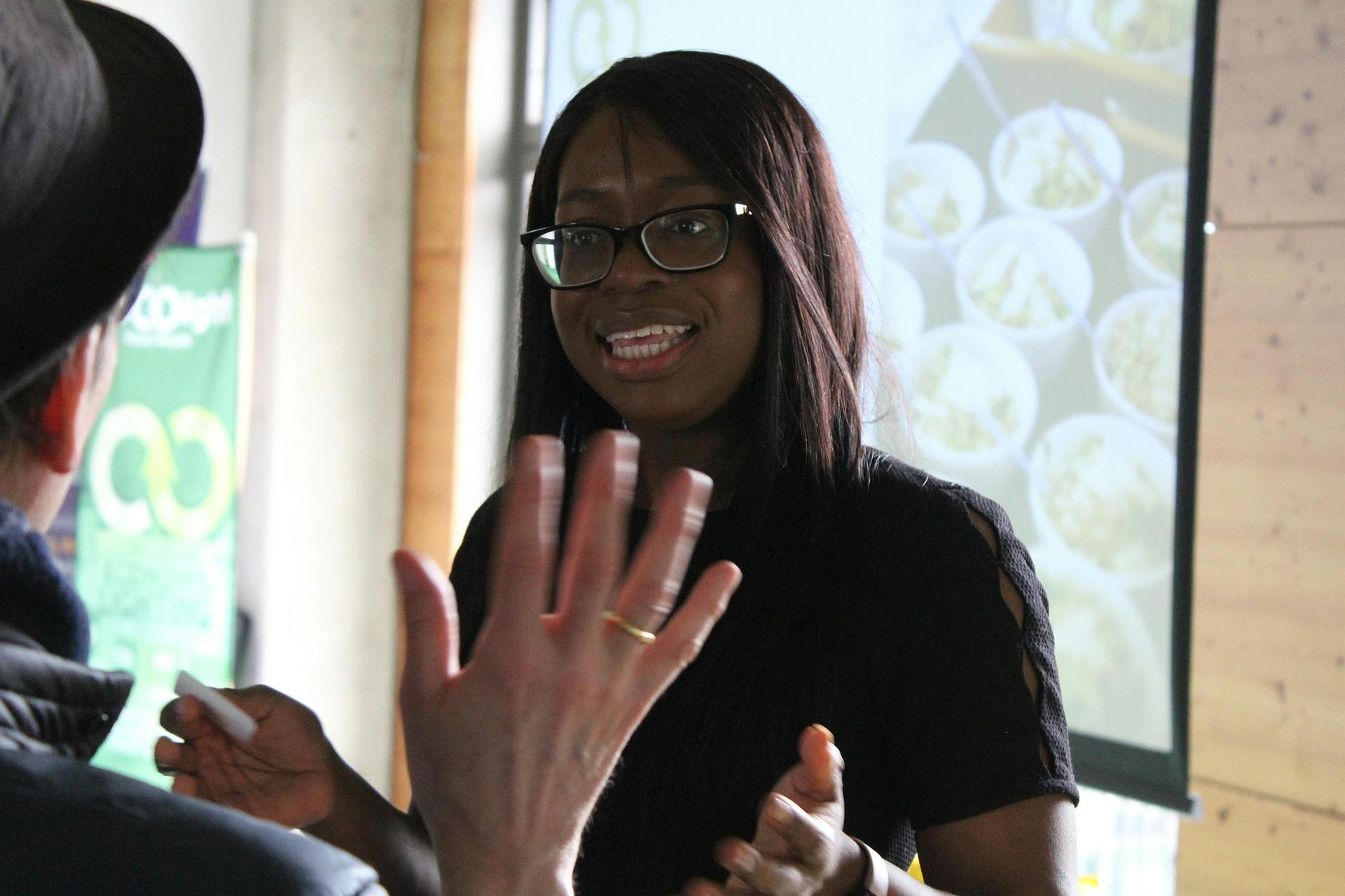 Recolight&rsquo;s Francesca Cameron spreads the Circular Place message after announcing the online portal at yesterday&rsquo;s Remanufacturing Lighting Conference in London. [Photo has been slightly sharpened to counter ambient lighting.]