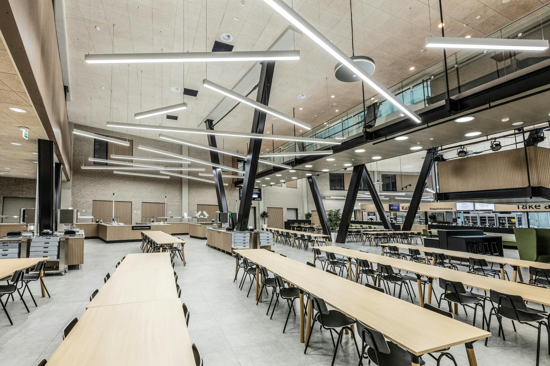Finland&rsquo;s Savo Vocational College has deployed Glamox C80 luminaires such as those pictured above (the long rectangular models) at its Savilahti campus in Kuopio. Glamox now fabricates the LED luminaires from recycled aluminum.