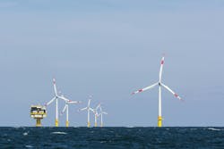 Offshore wind farms require lighting not only on maintenance vessels, but also on substations (pictured to the left) and among the turbine structures. Offshore wind farms require lighting not only on maintenance vessels, but also on substations (pictured to the left) and among the turbine structures.