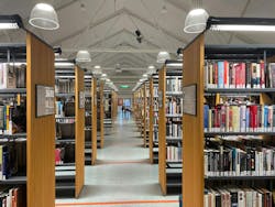 The ateljé Lyktan LED “Supertubes” in fittings above the bookshelves at the Jönköping Library in Jönköping, Sweden are retrofit replacements. The ateljé Lyktan LED “Supertubes” in fittings above the bookshelves at the Jönköping Library in Jönköping, Sweden are retrofit replacements.