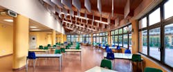 Energy firm A2A has installed Trilux IoT-connected LED luminaires at 40 schools in Brescia, including at the Rodari elementary school (pictured) where natural light also features. Another 30 schools will follow. Energy firm A2A has installed Trilux IoT-connected LED luminaires at 40 schools in Brescia, including at the Rodari elementary school (pictured) where natural light also features. Another 30 schools will follow.