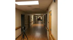 Oak Ridge Care Center night lighting condition with every third luminaire operating in Hall B, demonstrating one of the conditions that was investigated in the tunable lighting test setting to determine various visibility and energy-impact options. Figure 26 used with permission from Lighting in Senior Care Centers: Comparing Tunable LED Systems to Conventional Lighting Systems in Four Senior Care Centers; developed by J.M. Collier, D. Durmus, and R.G. Davis for Pacific Northwest National Laboratory, U.S. Department of Energy (pub. March 2022).