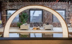 During LEDucation, RUX Design founder and Stickbulb co-founder Russell Greenberg highlighted the use of reclaimed materials, such as the redwood in this “Ambassador” LED sculpture, as a key part of the firm’s modular fixture designs embodying circular economy concepts. During LEDucation, RUX Design founder and Stickbulb co-founder Russell Greenberg highlighted the use of reclaimed materials, such as the redwood in this “Ambassador” LED sculpture, as a key part of the firm’s modular fixture designs embodying circular economy concepts.