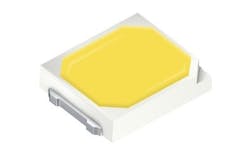 The Osconiq E 2835 CRI 90 quantum-dot (QD) LED has been designed for homogenous warm-white illumination with high efficacy. (Photo credit: Image courtesy of ams Osram.) The Osconiq E 2835 CRI 90 quantum-dot (QD) LED has been designed for homogenous warm-white illumination with high efficacy. (Photo credit: Image courtesy of ams Osram.)