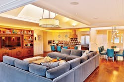 This design illustrates a perfect balance of daylight and electric light. Light layers are well articulated; CCT, luminaire location, and light levels all work in harmony; skylights and windows are considered almost as additional luminaires; and glare is completely absent. This can be seen as an example of excellent design and integrative lighting, where beauty, health, comfort, and efficiency are all achieved without tradeoffs. Lighting Design: Randall Whitehead, Interior Design: Kristi Will Home + Design. (Photo credit: Image by Dennis Anderson, courtesy of Randall Whitehead.) This design illustrates a perfect balance of daylight and electric light. Light layers are well articulated; CCT, luminaire location, and light levels all work in harmony; skylights and windows are considered almost as additional luminaires; and glare is completely absent. This can be seen as an example of excellent design and integrative lighting, where beauty, health, comfort, and efficiency are all achieved without tradeoffs. Lighting Design: Randall Whitehead, Interior Design: Kristi Will Home + Design. (Photo credit: Image by Dennis Anderson, courtesy of Randall Whitehead.)