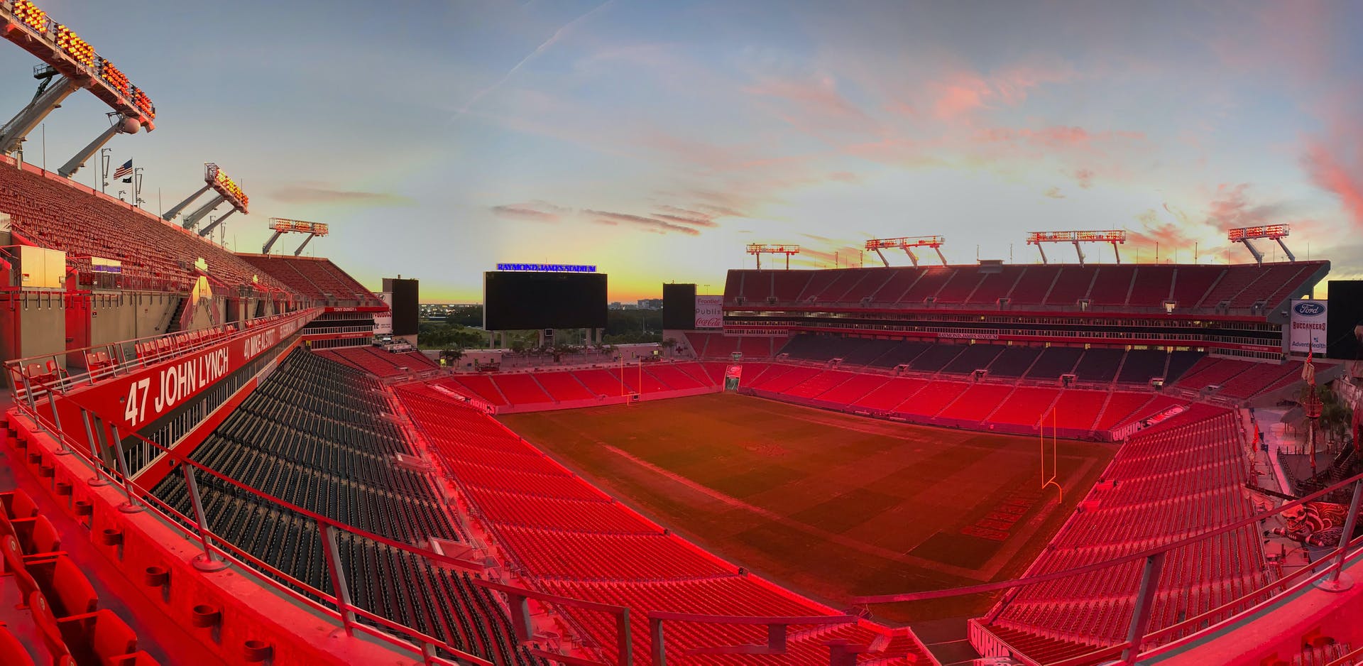 Tampa Bay&rsquo;s Raymond James Stadium is preparing for the National Football League&rsquo;s Super Bowl Sunday with Chromabeams LED luminaires capable of delivering 2 million color options in addition to white light for the playing field, according to provider Sportsbeams Lighting. (Photo credit: Image courtesy of Sportsbeams Lighting.)